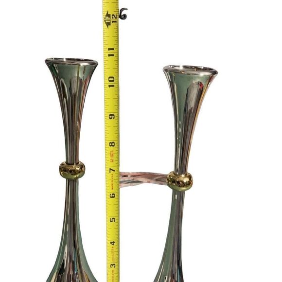 Dansk Designs Jens Quistgaard Japan Silver Plated Mid Century Pair Candlesticks - Picture 6 of 6